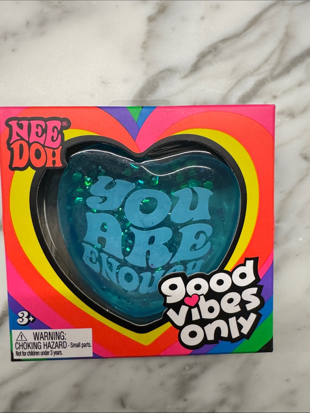 Nee Doh Heart Stress Ball - Teal 'You Are Enough' NEW - AUTHENTIC